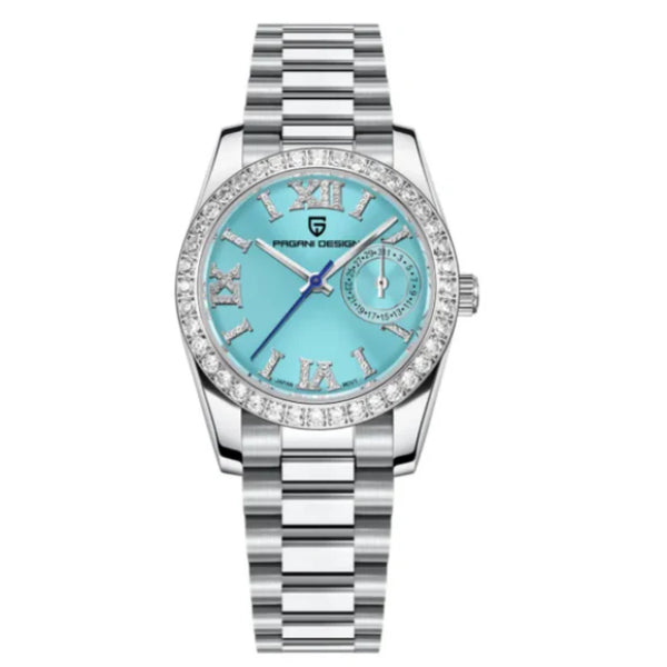 Pagani Design  Silver Stainless Steel Aqua Blue Dial  Quartz Watch for Ladies - PD-1776