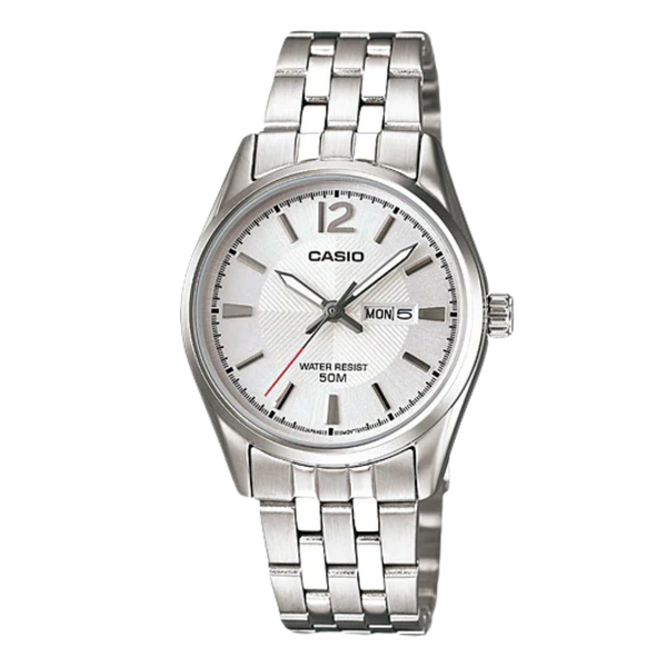 Casio Silver Stainless Steel White Dial Quartz Watch for Ladies - LTP-1335D-7AVDF