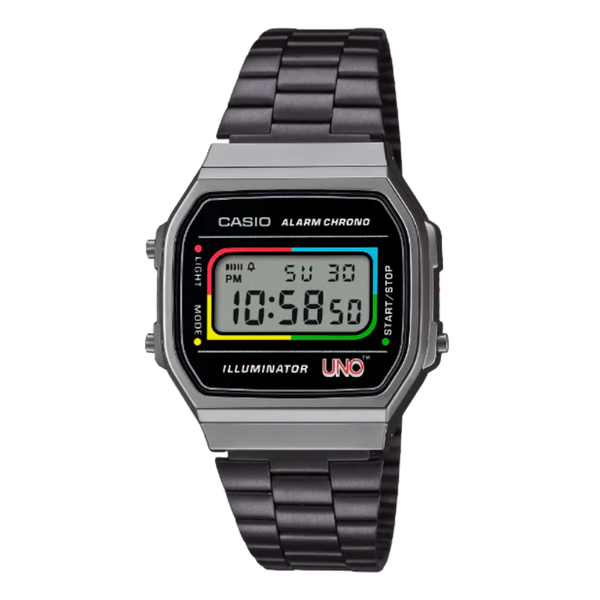 Casio Grey Stainless Steel Black Dial Quartz Watch for Gents - A-168WEUC-1ADR