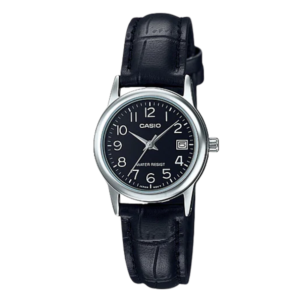 Casio Black Leather Strap Black Dial Quartz Watch for Ladies - LTP-V002L-1BUDF