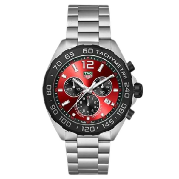 Tag Heuer Formula 1 Silver Stainless Steel Red Dial Chronograph Quartz Watch for Gents - CAZ101AN.BA0842