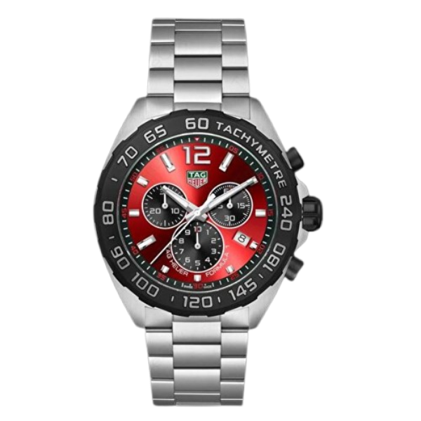 Tag Heuer Formula 1 Silver Stainless Steel Red Dial Chronograph Quartz Watch for Gents - CAZ101AN.BA0842