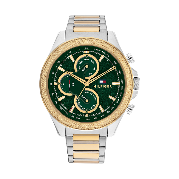 Tommy Hilfiger Clark Two-tone Stainless Steel Green Dial Chronograph Quartz Watch for Gents - 1792079