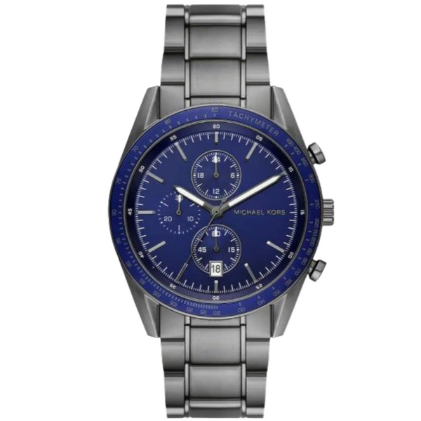 Michael Kors Accelerator Grey Stainless Steel Blue Dial Chronograph Quartz Watch for Gents - MK9111