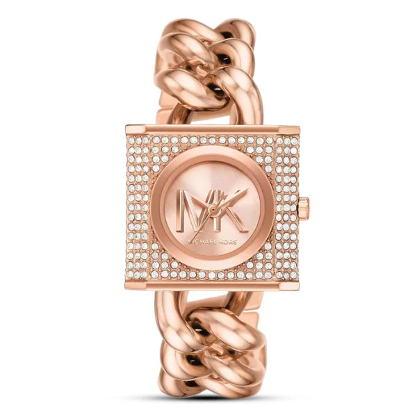 Michael Kors MK Chain Lock Rose Gold Stainless Steel Rose Gold Dial Quartz Watch for Ladies - MK4827