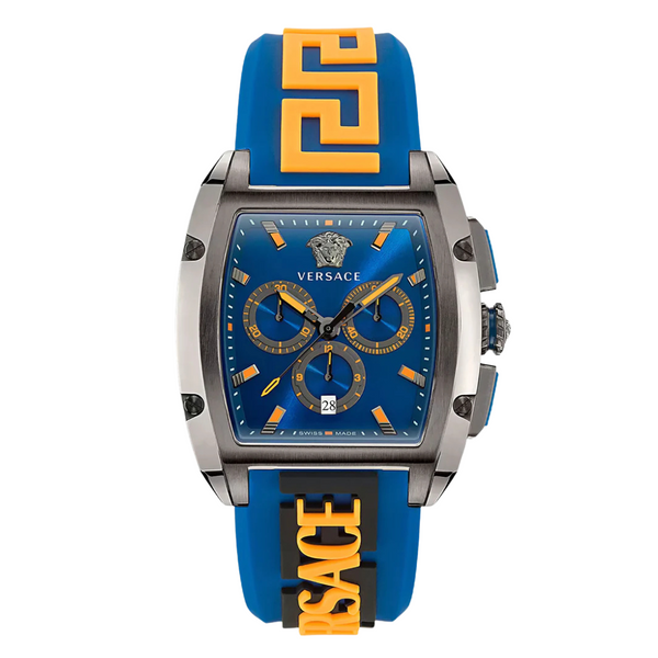 Versace Dominus Blue Silicone Strap Blue Dial Chronograph Quartz Watch for Gents - VE6H00323