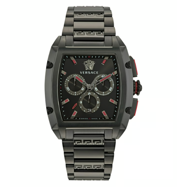 Versace Dominus Black Stainless Steel Black Dial Chronograph Quartz Watch for Gents - VE6H00623