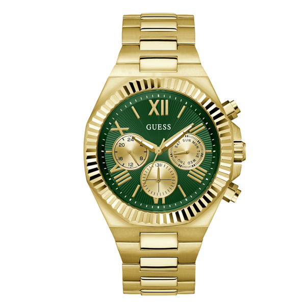 Guess Equity Gold Stainless Steel Green Dial Chronograph Quartz Watch for Gents - GW0703G2
