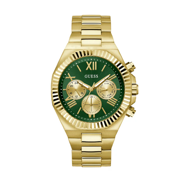 Guess Equity Gold Stainless Steel Green Dial Chronograph Quartz Watch for Gents - GW0703G2