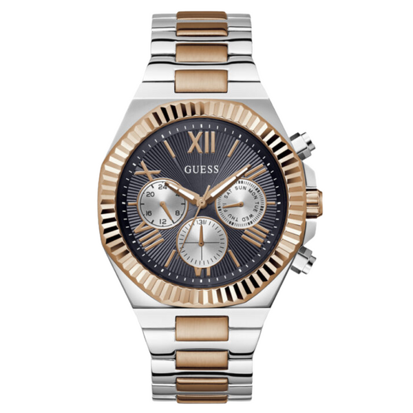 Guess Equity Two-tone Stainless Steel Black Dial Chronograph Quartz Watch for Gents - GW0703G4