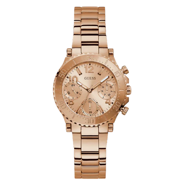 Guess Cosmic Rose Gold Stainless Steel Rose Gold Dial Chronograph Quartz Watch for Ladies - GW0465L2