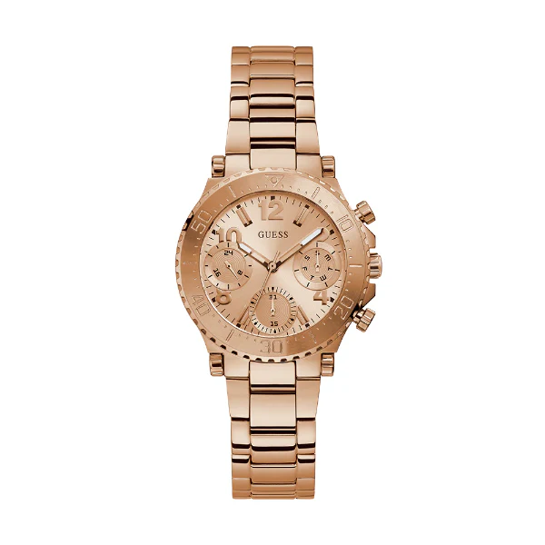 Guess Cosmic Rose Gold Stainless Steel Rose Gold Dial Chronograph Quartz Watch for Ladies - GW0465L2