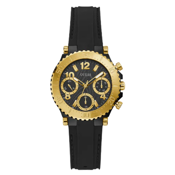 Guess Cosmic Black Silicone Strap Black Dial Chronograph Quartz Watch for Ladies - GW0466L1