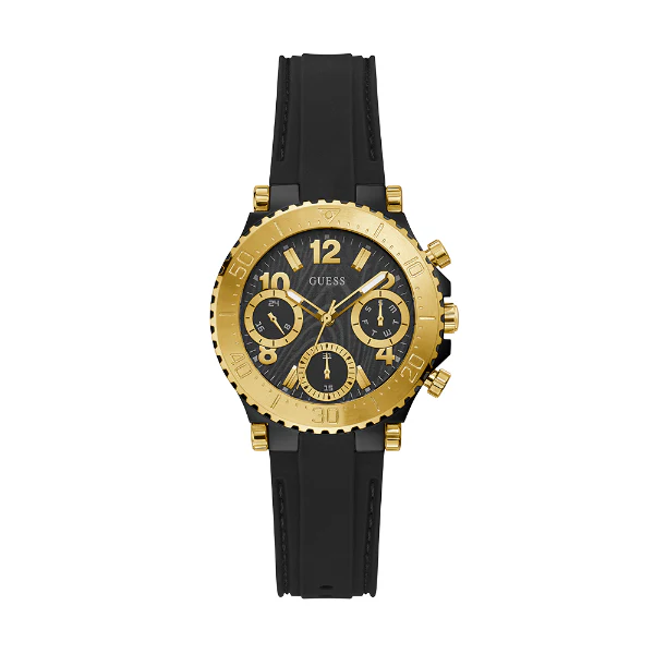 Guess Cosmic Black Silicone Strap Black Dial Chronograph Quartz Watch for Ladies - GW0466L1