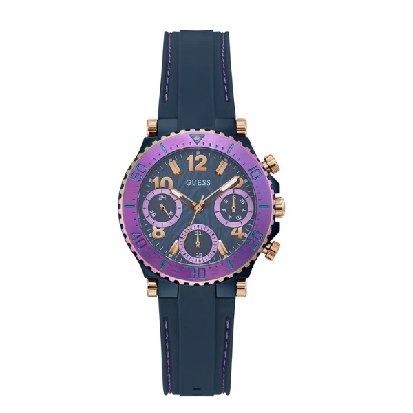 Guess Cosmic Blue Silicone Strap Blue Dial Chronograph Quartz Watch for Ladies - GW0466L2