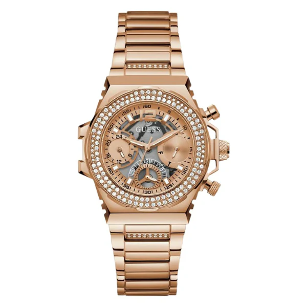 Guess Fusion Rose Gold Stainless Steel Rose Gold Dial Chronograph Quartz Watch for Ladies - GW0552L3