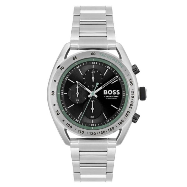 Hugo Boss Center Court Silver Stainless Steel Black Dial Chronograph Quartz Watch for Gents - 1514023