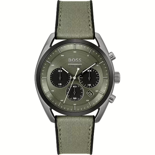 Hugo Boss TOP Green Silicone Strap Green Dial Chronograph Quartz Watch for Gents - 1514092