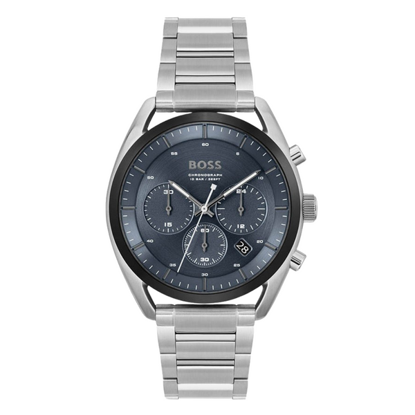 Hugo Boss TOP Silver Stainless Steel Blue Dial Chronograph Quartz Watch for Gents - 1514093