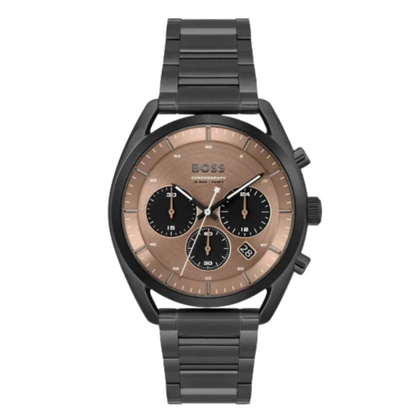 Hugo Boss TOP Black Stainless Steel Rose Gold Dial Chronograph Quartz Watch for Gents - 1514095