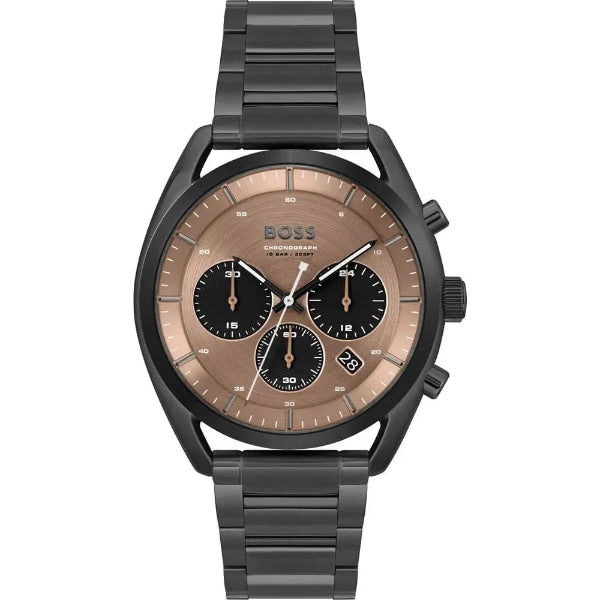 Hugo Boss TOP Black Stainless Steel Rose Gold Dial Chronograph Quartz Watch for Gents - 1514095