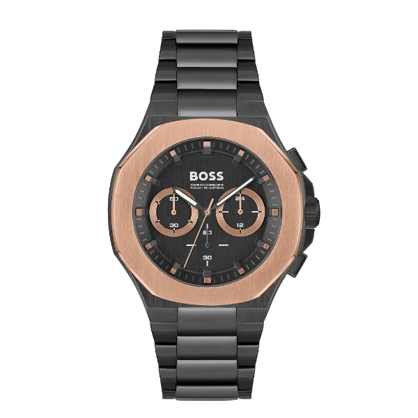 Hugo Boss Taper Black Stainless Steel Black Dial Chronograph Quartz Watch for Gents - 1514090