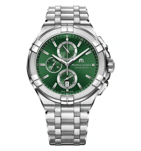 Maurice Lacroix Aikon Silver Stainless Steel Green Dial Chronograph Quartz Watch for Gents - AI1018-SS002-630-1