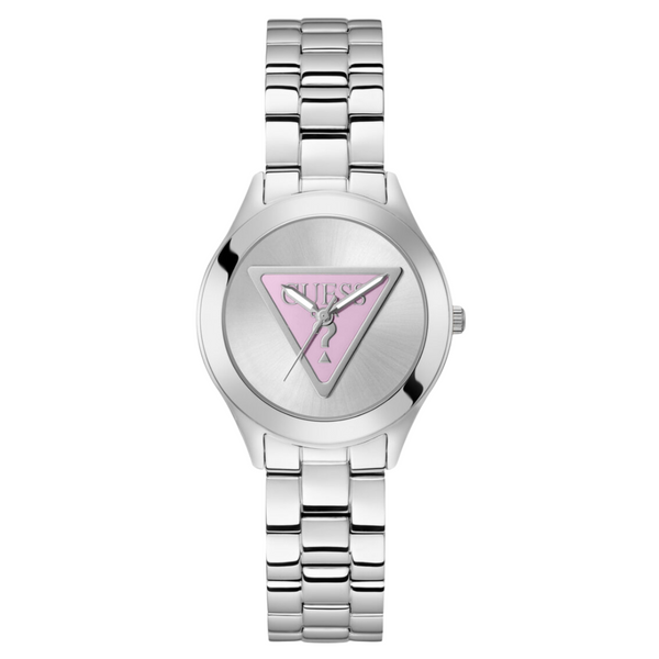 Guess Tri Plaque Silver Stainless Steel Silver Dial Quartz Watch for Ladies - GW0675L1