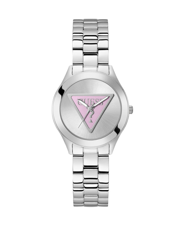 Guess Tri Plaque Silver Stainless Steel Silver Dial Quartz Watch for Ladies - GW0675L1