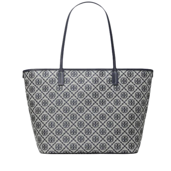 T Monogram Zip Tote Tory Navy - Stylish & Luxury Designer Tote Bag