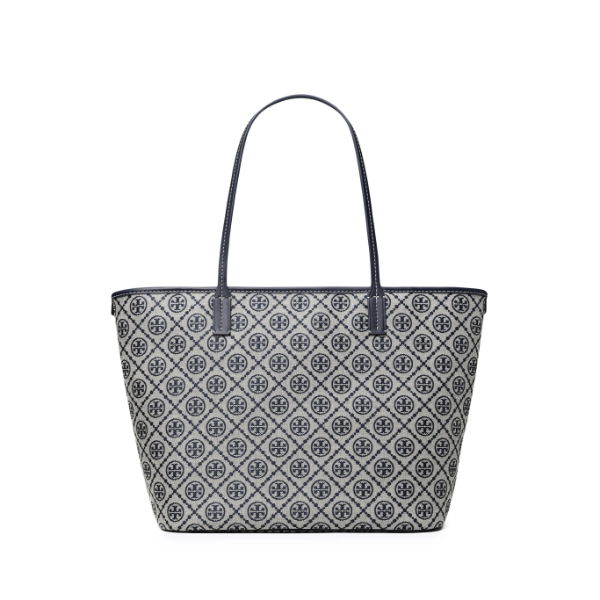 T Monogram Zip Tote Tory Navy - Stylish & Luxury Designer Tote Bag