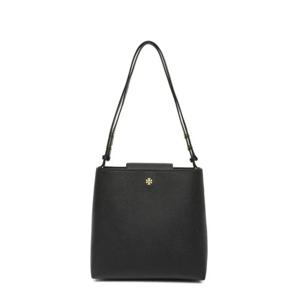 Tory Burch Emerson Saffiano Leather Medium Convertible Bucket Bag Black - TB134840