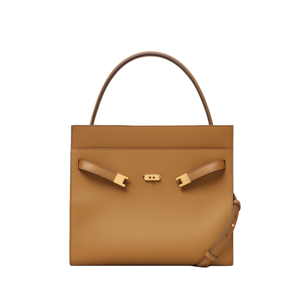 Tory Burch Petite Lee Radziwill Double Bag – Tiramisu Brown Luxury Handbag