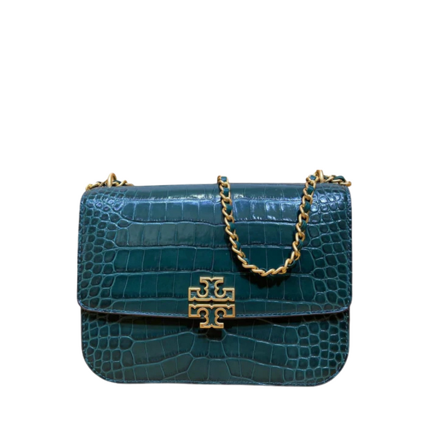 Tory Burch Britten Leather Small Adjustable Shoulder Bag In Green - TB141029