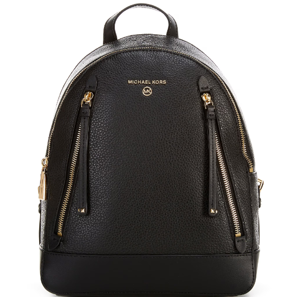 Michael Kors Brooklyn Medium Pebbled Leather Black Backpack - 30H1GBNB2L