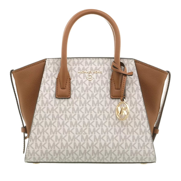 Michael Kors Avril Top-Zip Satchel Bag Small Vanilla/Acorn -30H1G4VS5B