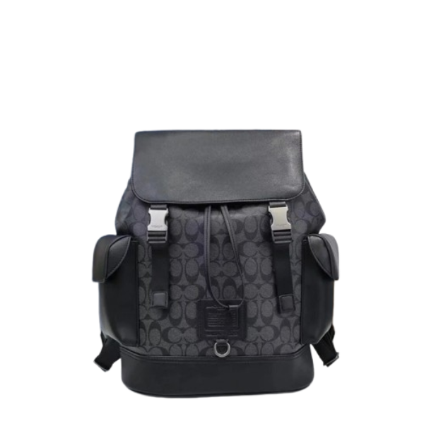 Coach Black League Flap Backpack In Signature Canvas - C40344