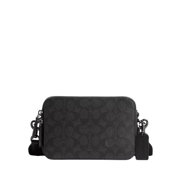 Coach Charter Crossbody 19 In Signature Black Canvas Leather - CR783