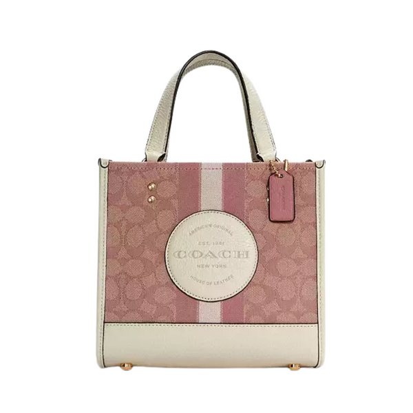 Coach Dempsey Tote 22 Pink Canvas Leather - C5115