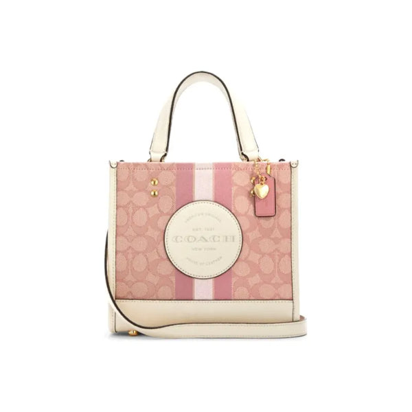 Coach Dempsey Tote 22 Pink Canvas Leather - C5115