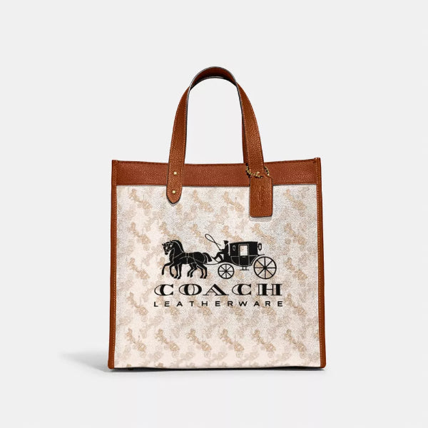 Coach Field Tote With Horse And Carriage Print And Carriage Badge - C8461