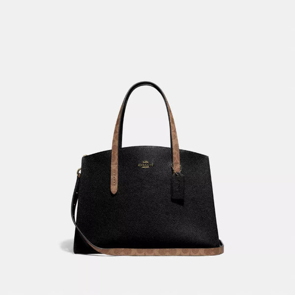 Coach Black Charlie Carryall With Signature Canvas Blocking - 5696