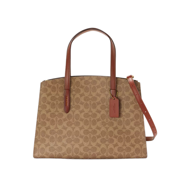 Coach Brown Charlie Carryall With Signature Canvas Blocking - 5696
