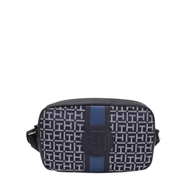 Tommy Hilfiger Iconic Camera Crossbody Black Canvas Leather Bag