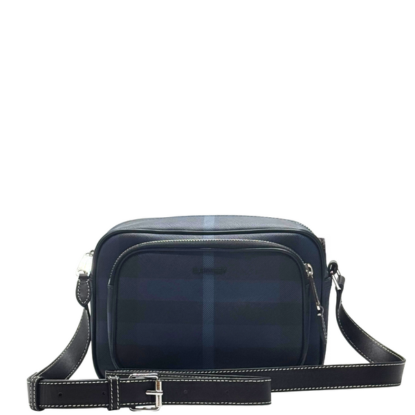 Burberry Exaggerated Check And Leather Crossbody Bag - 132770