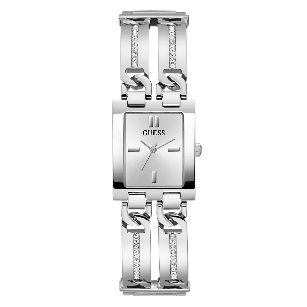 Guess MOD ID Silver Stainless Steel Silver Dial Quartz Watch for Ladies - GW0668L1