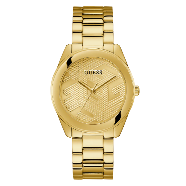 Guess Cubed Gold Stainless Steel Gold Dial Quartz Watch for Ladies - GW0606L2