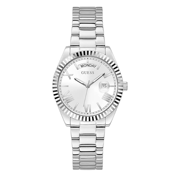 Guess Luna Silver Stainless Steel White Dial Quartz Watch for Ladies - GW0308L1