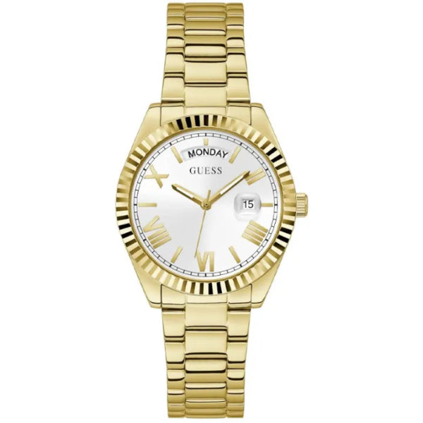 Guess Luna Gold Stainless Steel Silver Dial Quartz Watch for Ladies - GW0308L2