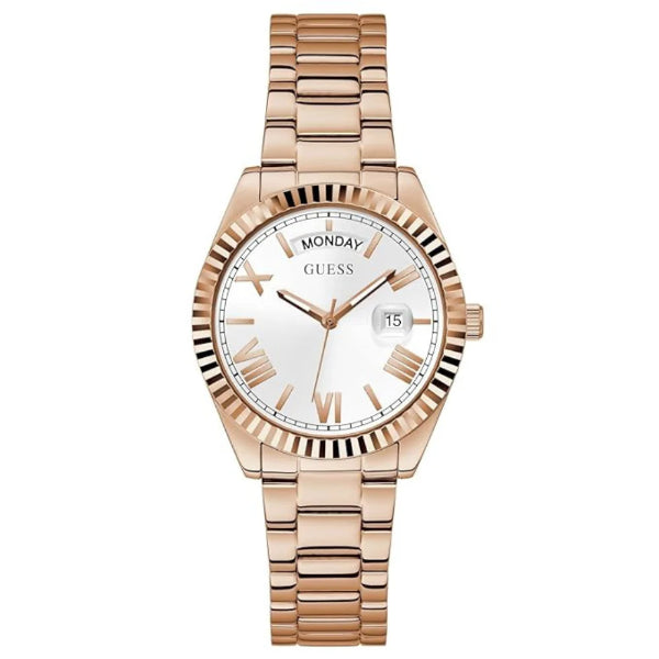 Guess Luna Rose Gold Stainless Steel Silver Dial Quartz Watch for Ladies - GW0308L3